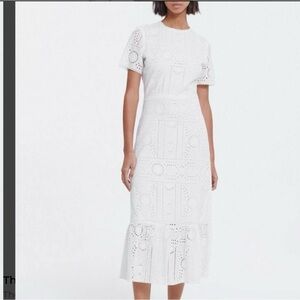The Kooples White Eyelet Midi Dress